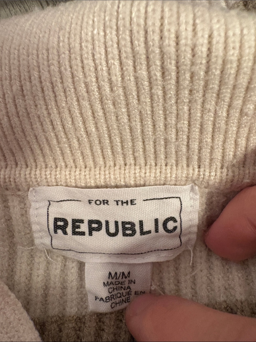 Striped V-Neck Polo Sweater - Cream & Beige - Picture 3 of 3
